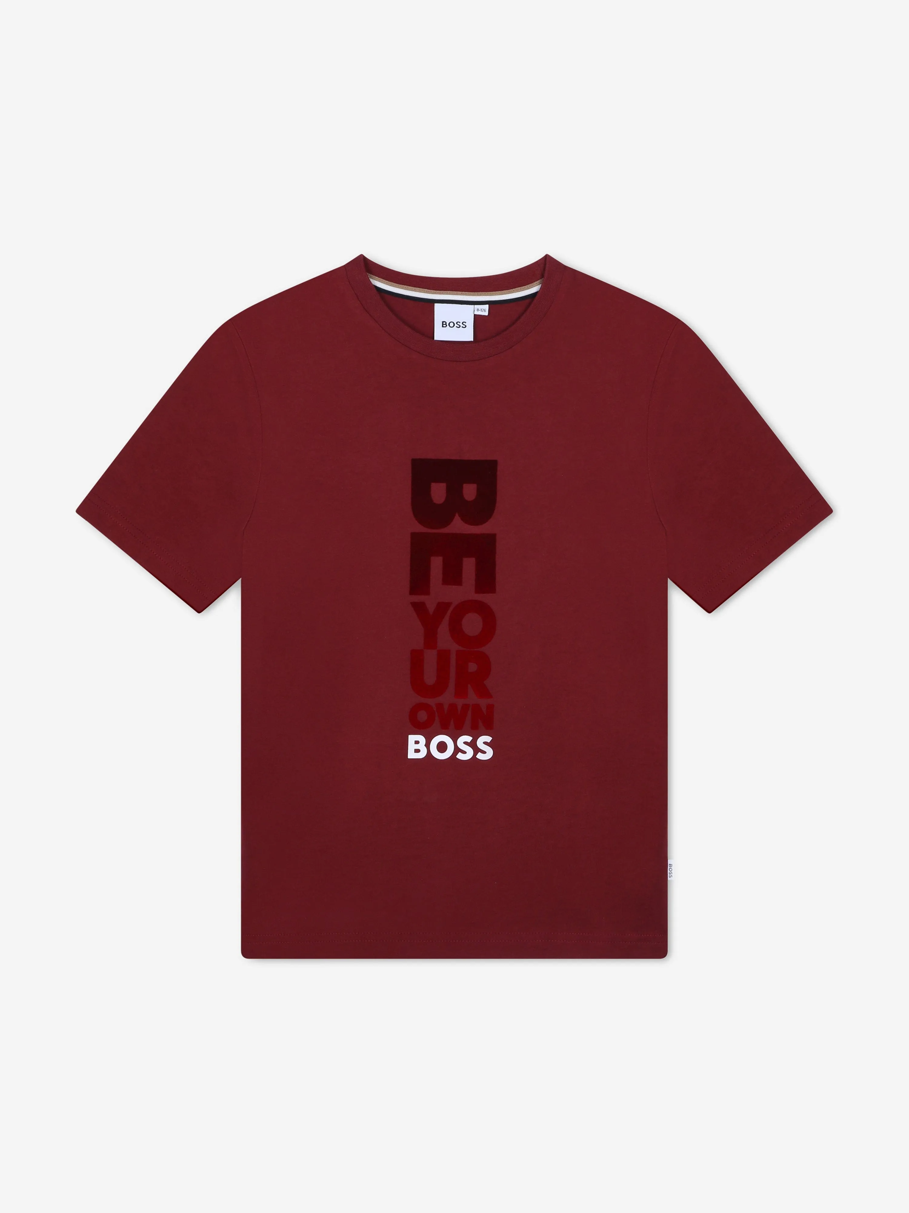 BOSS Boys Slogan Logo T-Shirt in Red