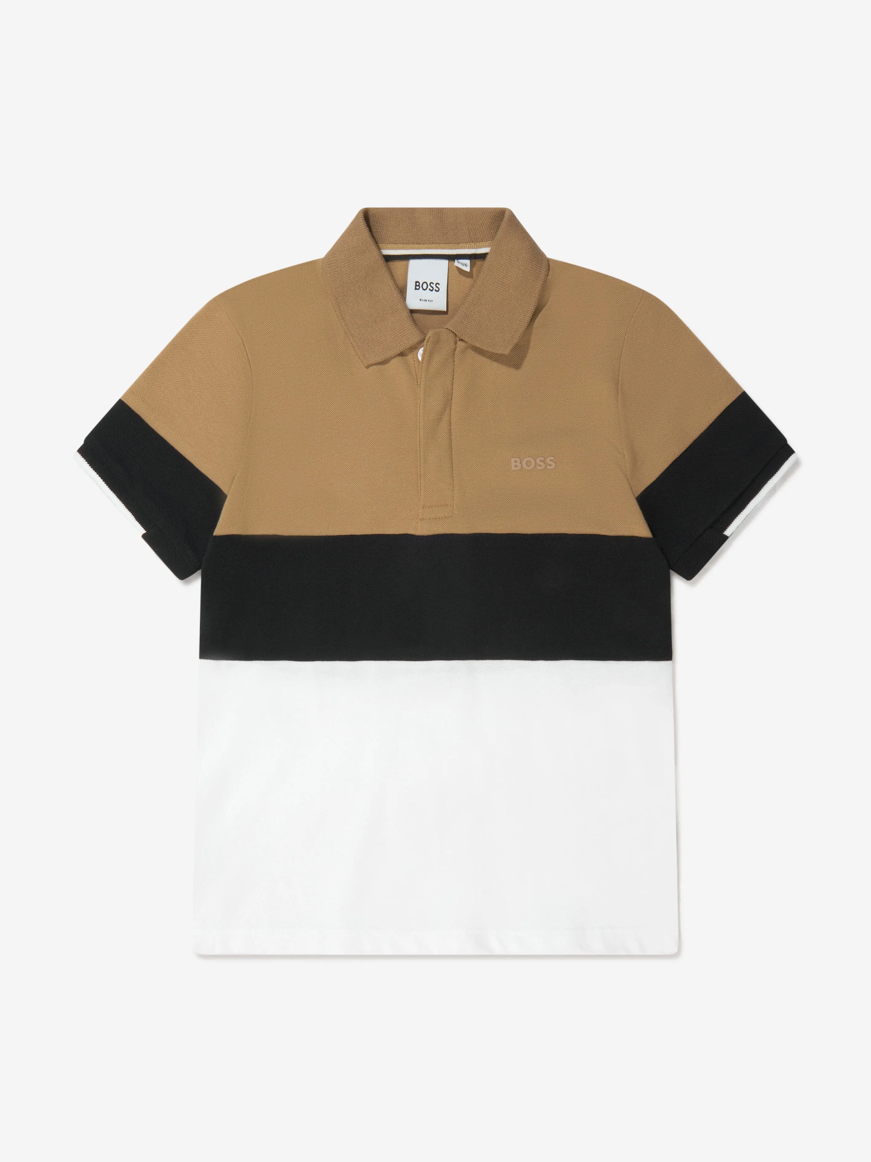 BOSS Boys Striped Branded Polo Shirt