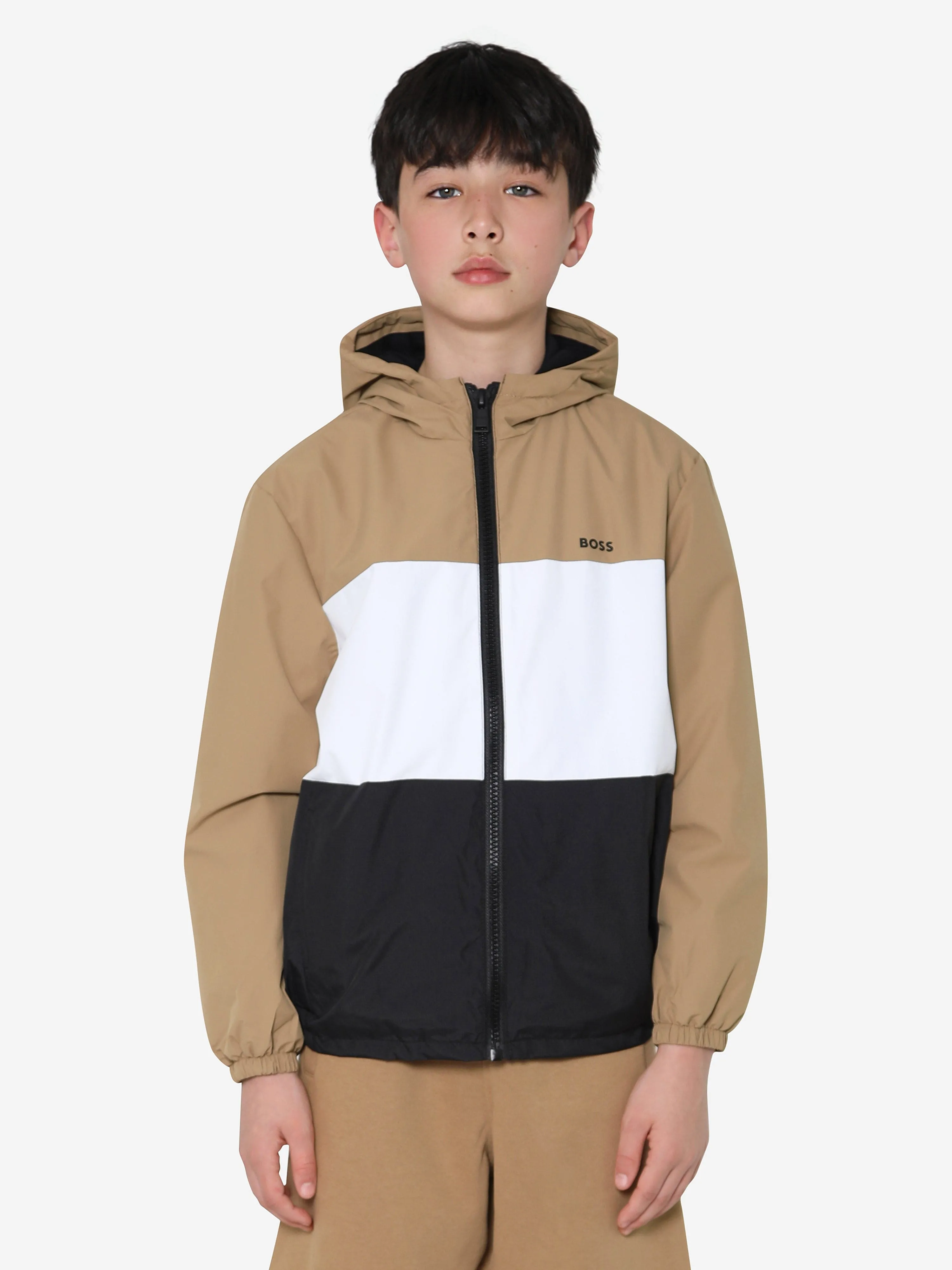 BOSS Boys Striped Hooded Jacket