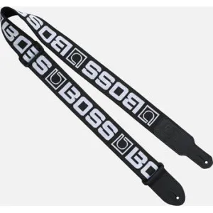 Boss BSM-20-WB BOSS Monogram Guitar Strap WHITE w/Black Logo