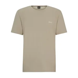 BOSS Embroidered Logo Regular Fit Beige T-Shirt