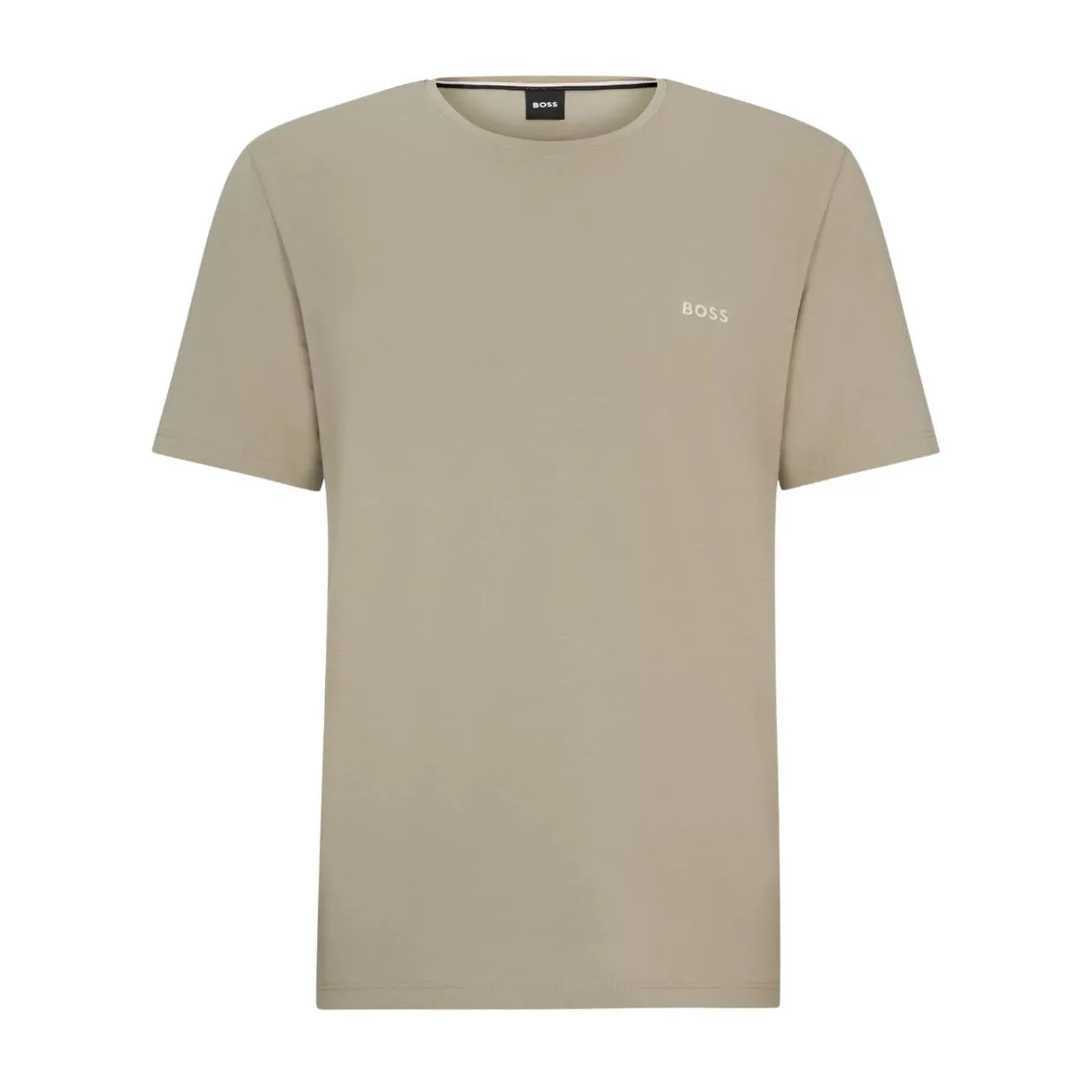 BOSS Embroidered Logo Regular Fit Beige T-Shirt