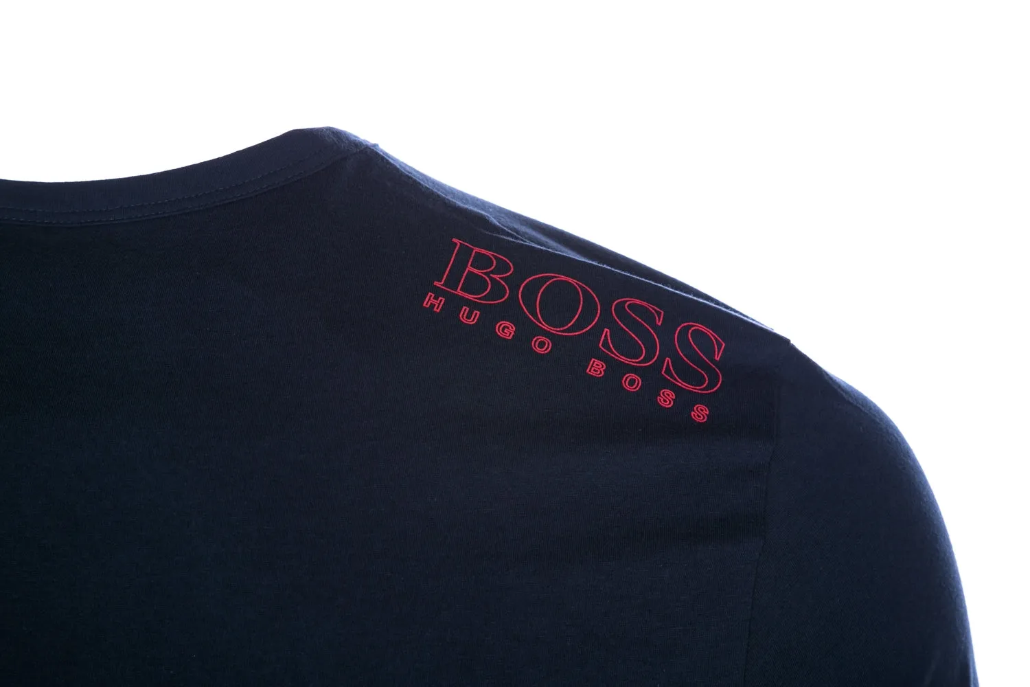 BOSS Tee T shirt in Navy With Red Logo