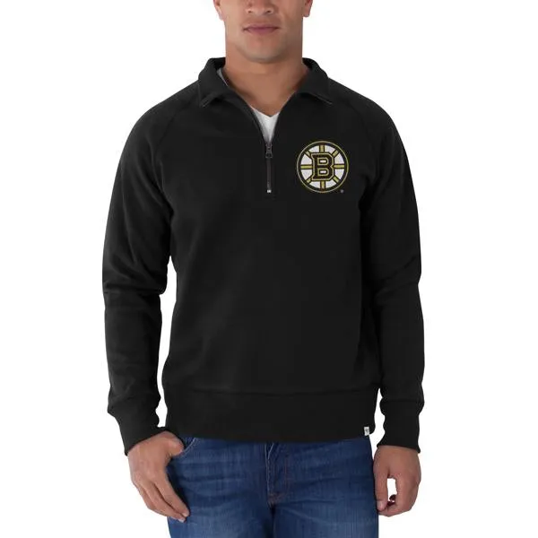 Boston Bruins 47 Brand Black Cross-Check 1/4-Zip Pullover Sweatshirt