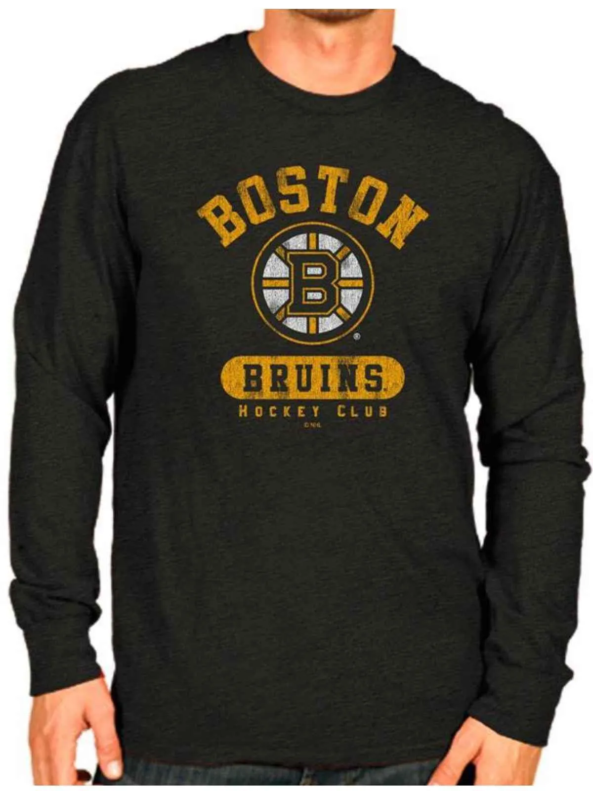 Boston Bruins Retro Brand Charcoal Triblend Long Sleeve T-Shirt