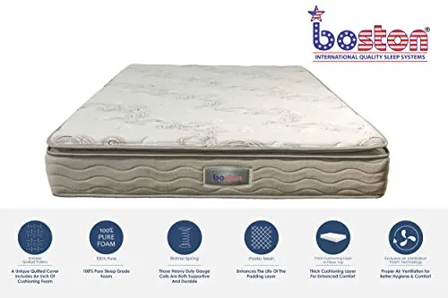 Boston Classic 9 Inch Bonnell Spring Pillow Top King Size Mattress (75 x 70 x 9 inches)