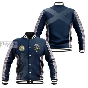 Boswell Tartan Baseball Jacket with Family Crest and Lion Rampant Vibes Sport Style