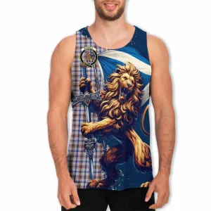 Boswell Tartan Family Crest Men's Tank Top with Scottish Majestic Lion