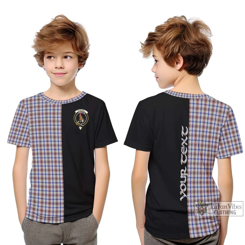 Boswell Tartan Kid T-Shirt with Family Crest and Half Of Me Style