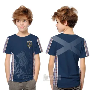 Boswell Tartan Kid T-Shirt with Family Crest and Scottish Thistle Vibes Sport Style