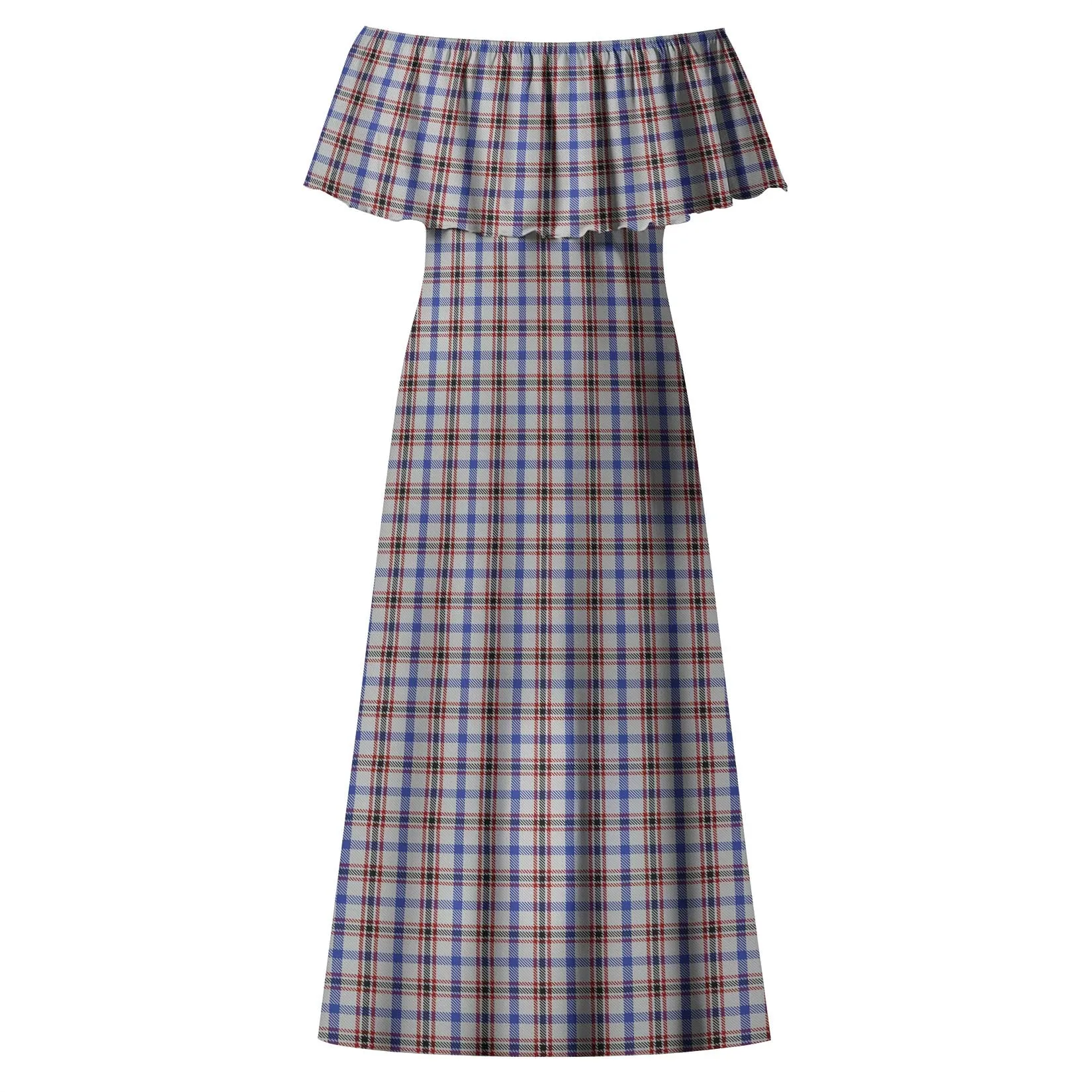 Boswell Tartan Off Shoulder Long Dress