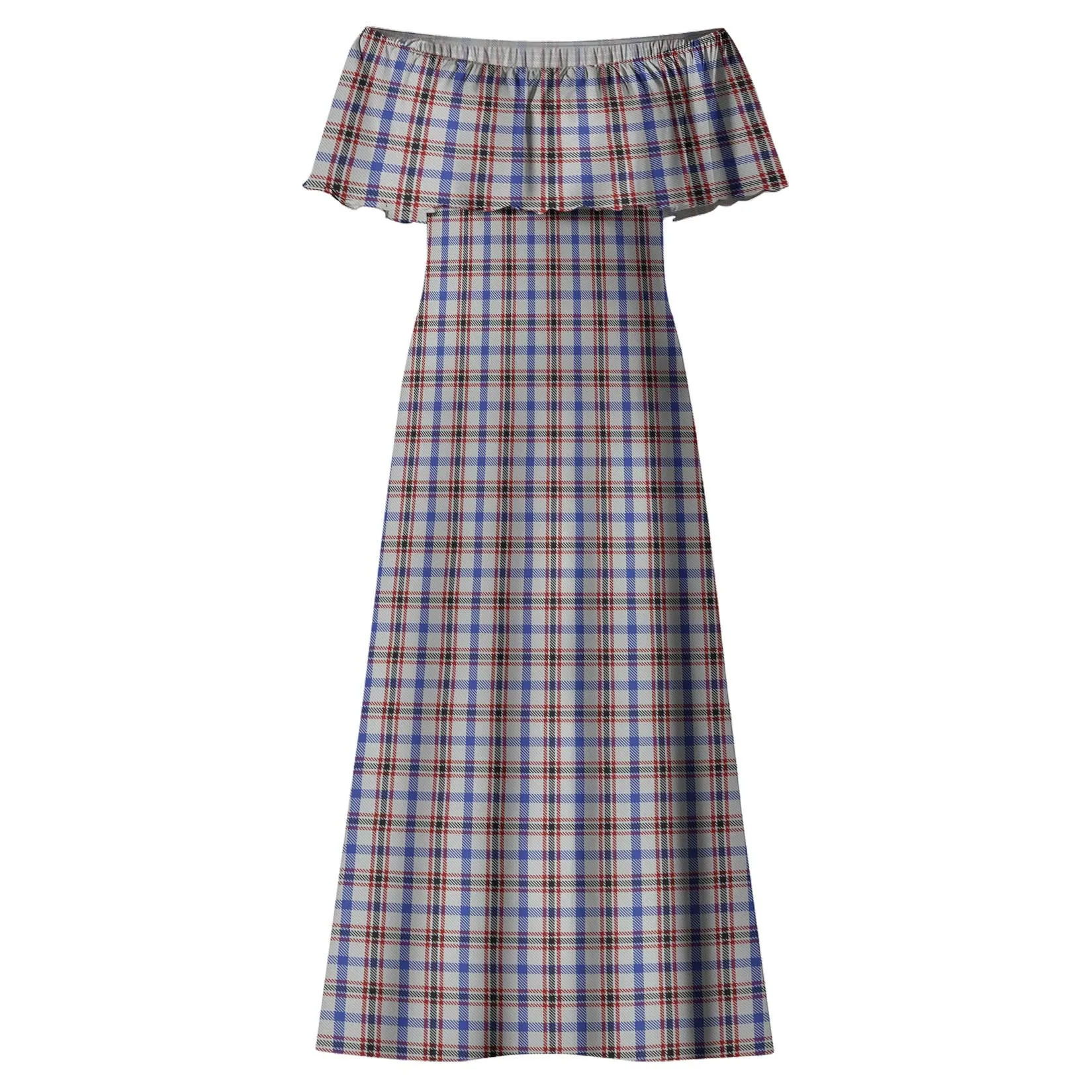 Boswell Tartan Off Shoulder Long Dress