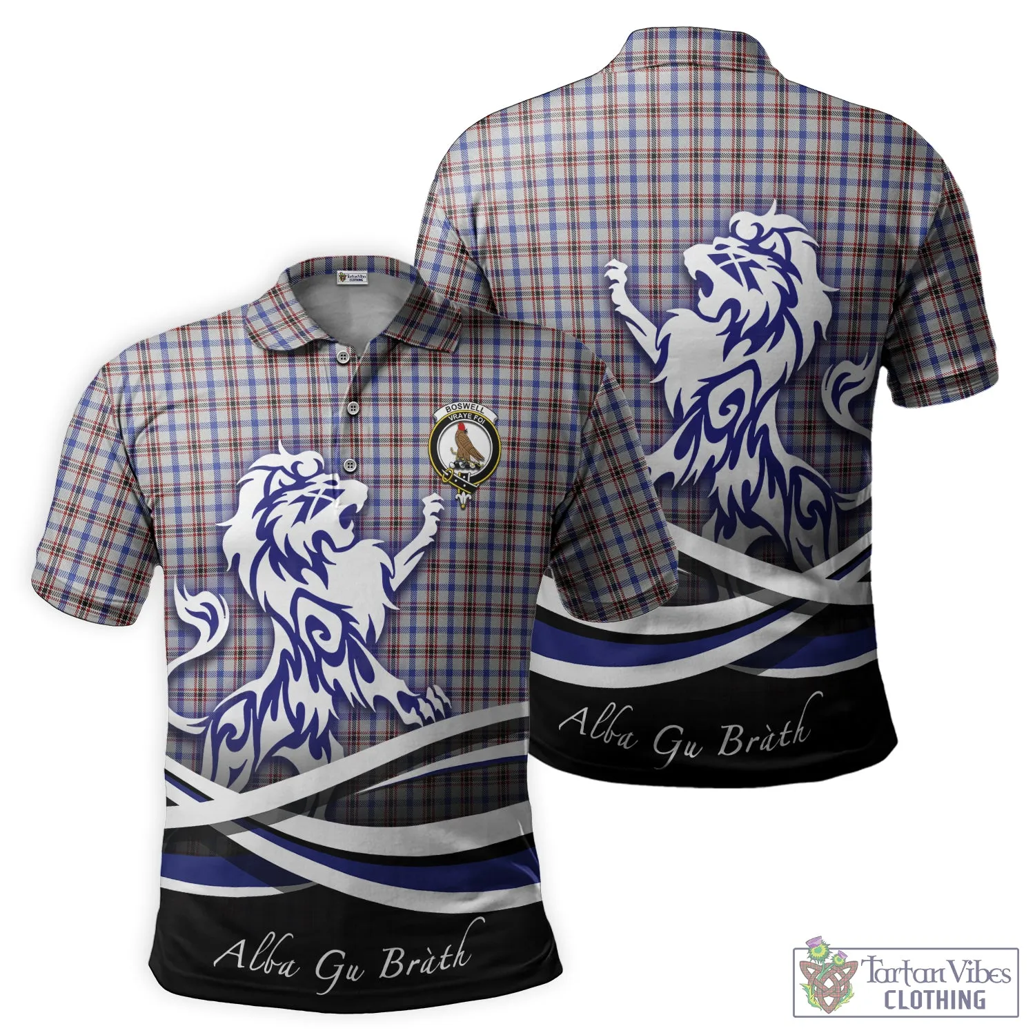 Boswell Tartan Polo Shirt with Alba Gu Brath Regal Lion Emblem