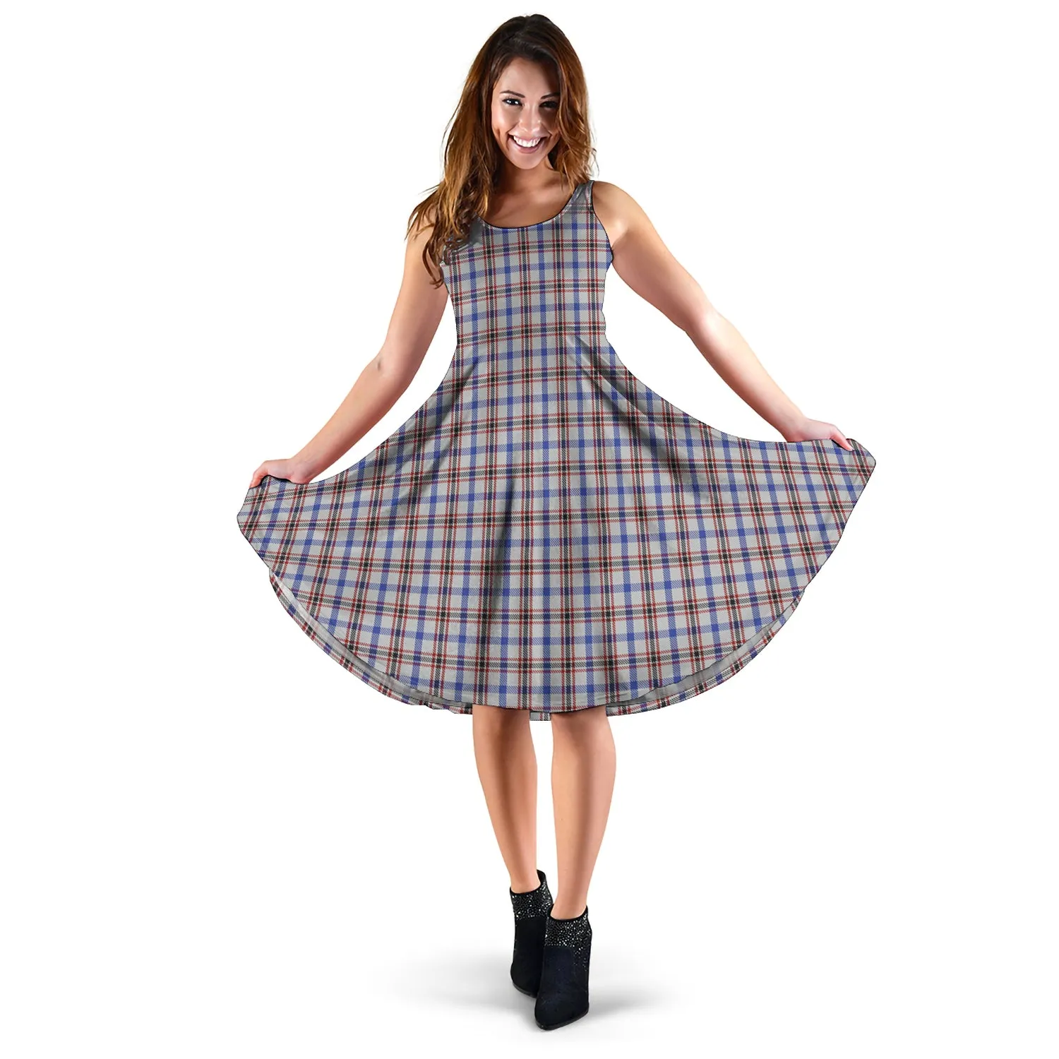 Boswell Tartan Sleeveless Midi Womens Dress