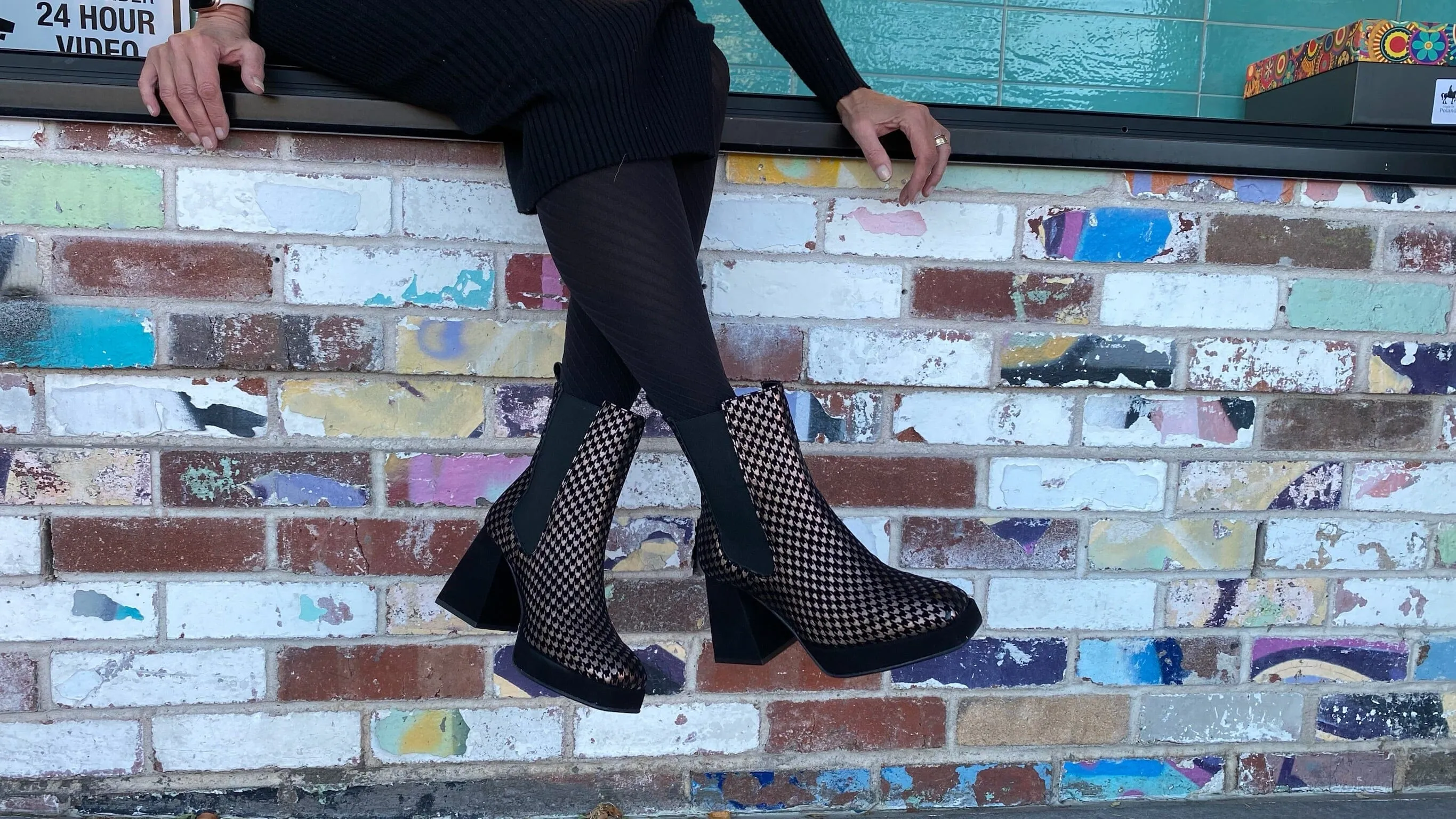 Botanic Boot - Black & Houndstooth