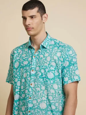 Botanical Floral Handblock Printed Shirt.