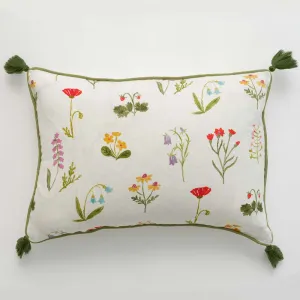 Botanical Garden Linen Lumbar Pillow Cover