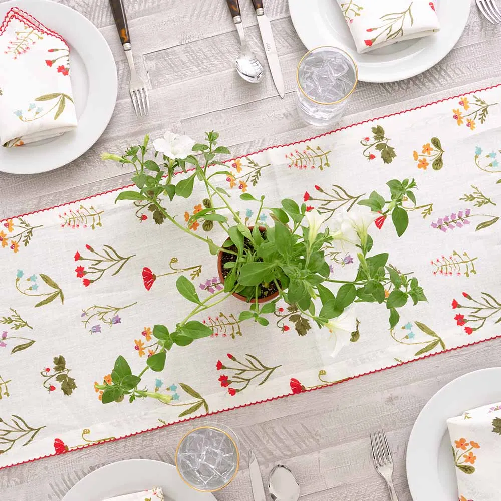 Botanical Garden Linen Table Runner