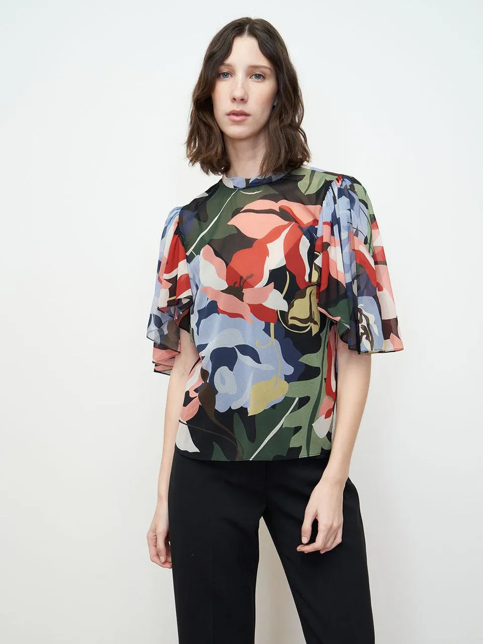 Botanical Garden Mock Neck Blouse