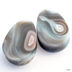 Botswana Agate Teardrop Plugs in 1 ⅜” from Stone Demuhn