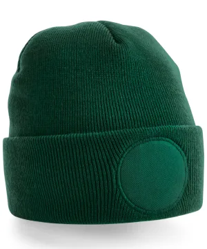 Bottle Green - Circular patch beanie