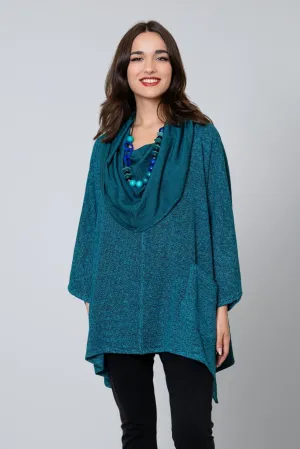 Bouclé Cowl Top - Turquoise