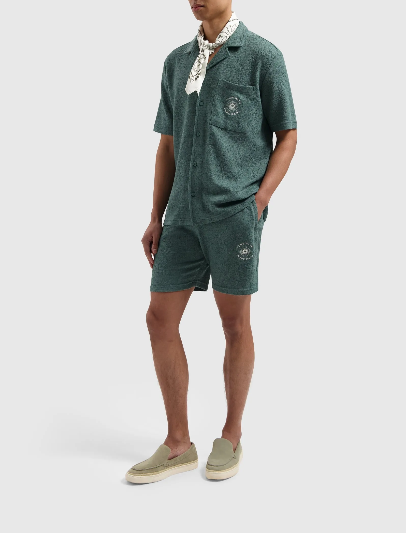 Bouclé Sweat Shorts | Faded Green