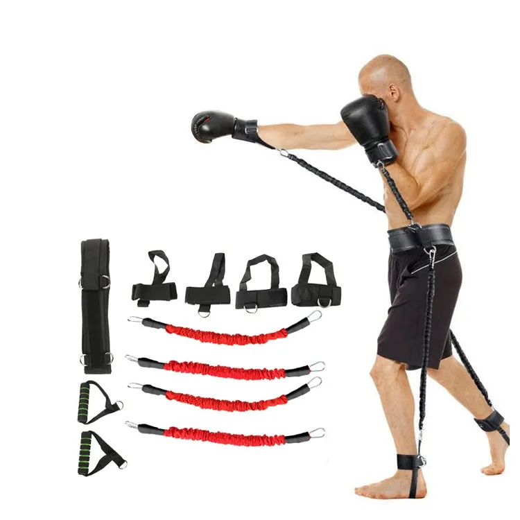 Bounce Trainer Fitness Resistance Band Boxing Suit Latex Tube Tension Rope Leg Waist Trainer, Weight: 80 Pounds(Red)