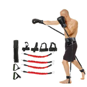 Bounce Trainer Fitness Resistance Band Boxing Suit Latex Tube Tension Rope Leg Waist Trainer, Weight: 80 Pounds(Red)