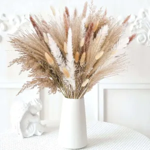 Bouquet of Small Dried Reed Flowers, 80 pieces