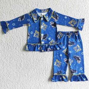 Boutique Baby Girls Pajamas Sleepwear Long Sleeve Girls Nightwear Fashion Kids Pajamas 6 C6-37