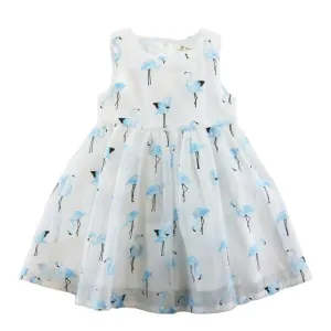 Bow Back Blue Flamingo Dress