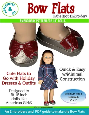 Bow Flats ITH Embroidery Pattern for 18 Inch Dolls