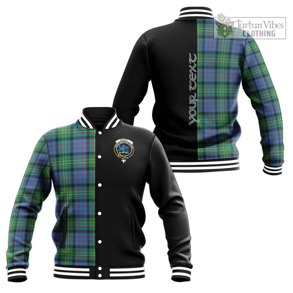 Bowie Ancient Tartan Baseball Jacket with Family Crest and Half Of Me Style