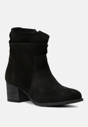 BOWIE Black Stacked Heel Leather Boots