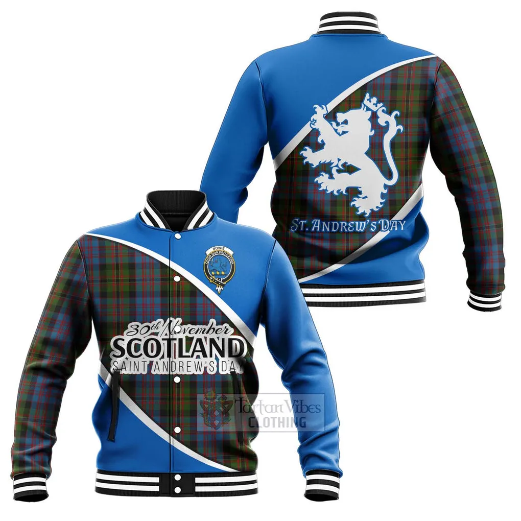 Bowie Family Crest Tartan Baseball Jacket Celebrate Saint Andrew's Day in Style