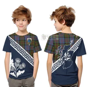 Bowie Tartan Kid T-Shirt Featuring Thistle and Scotland Map