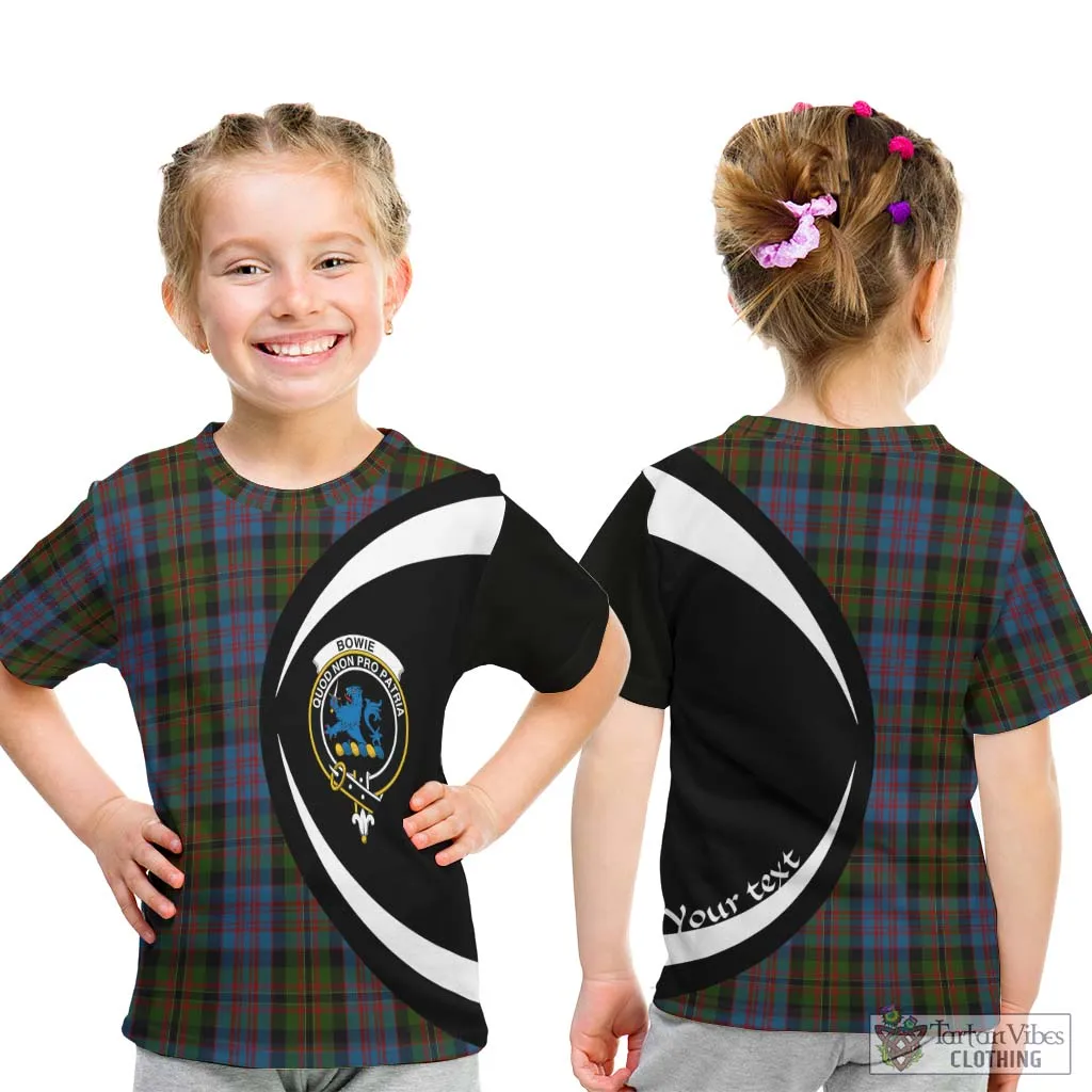 Bowie Tartan Kid T-Shirt with Family Crest Circle Style