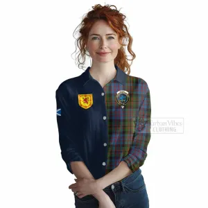 Bowie Tartan Women's Casual Shirt Alba with Scottish Lion Royal Arm Half Style