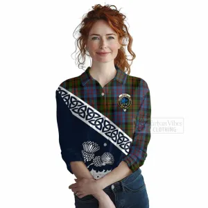 Bowie Tartan Women's Casual Shirt Featuring Thistle and Scotland Map