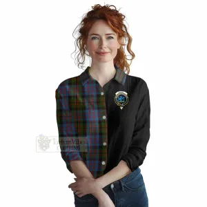 Bowie Tartan Women's Casual Shirt with Family Crest and Half Of Me Style