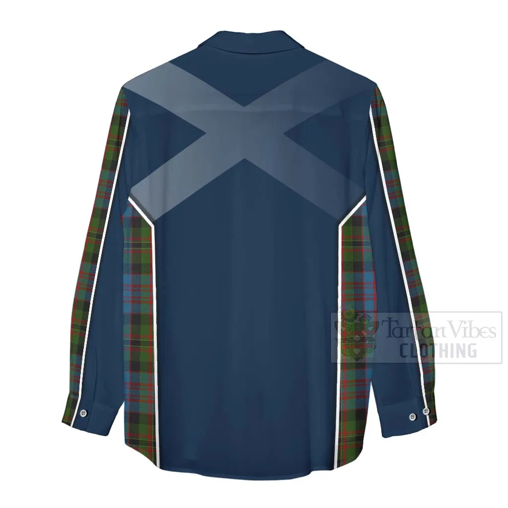 Bowie Tartan Women's Casual Shirt with Family Crest and Scottish Thistle Vibes Sport Style