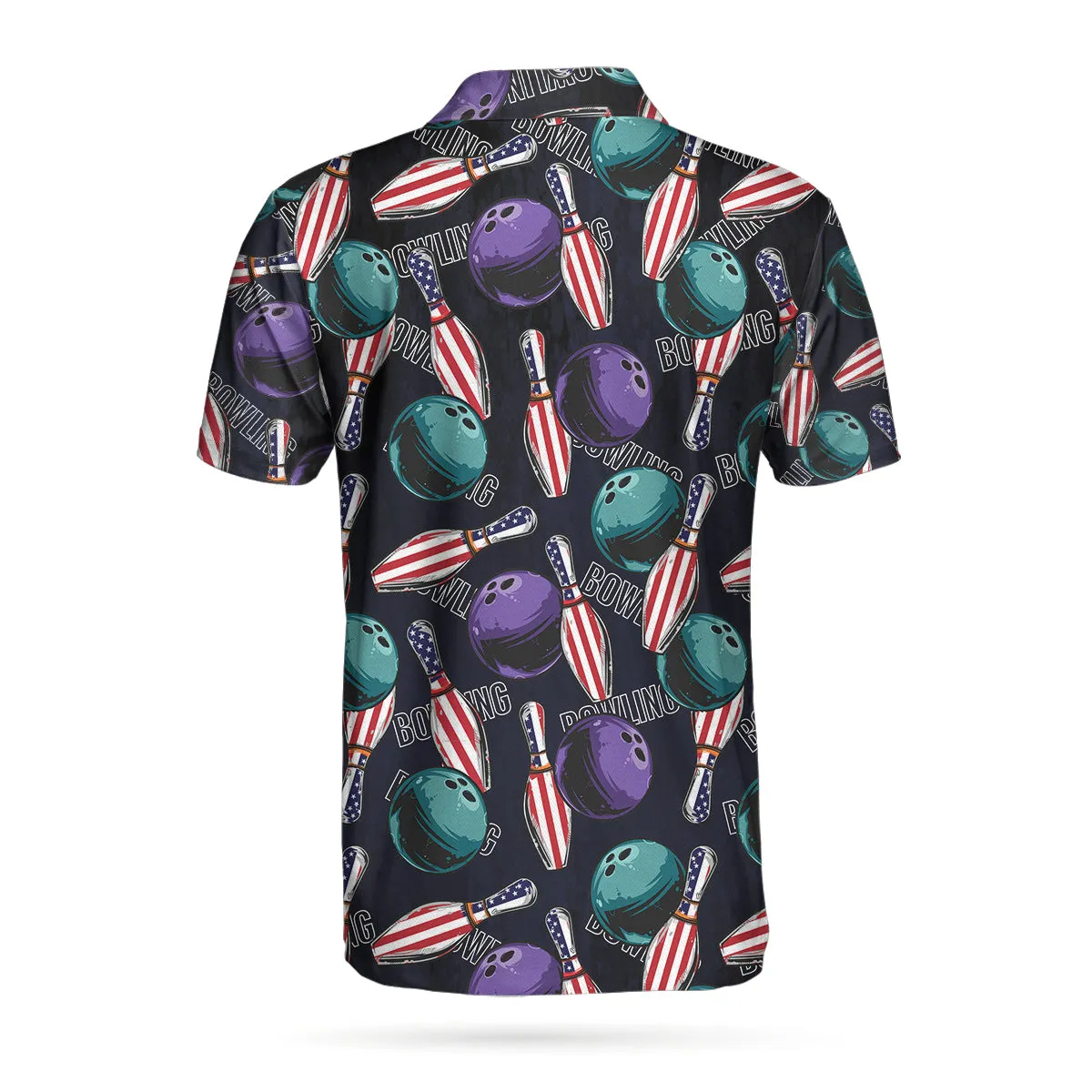 Bowling Is My Life Polo Shirt, American Flag Pattern Bowling Shirt For Men Coolspod