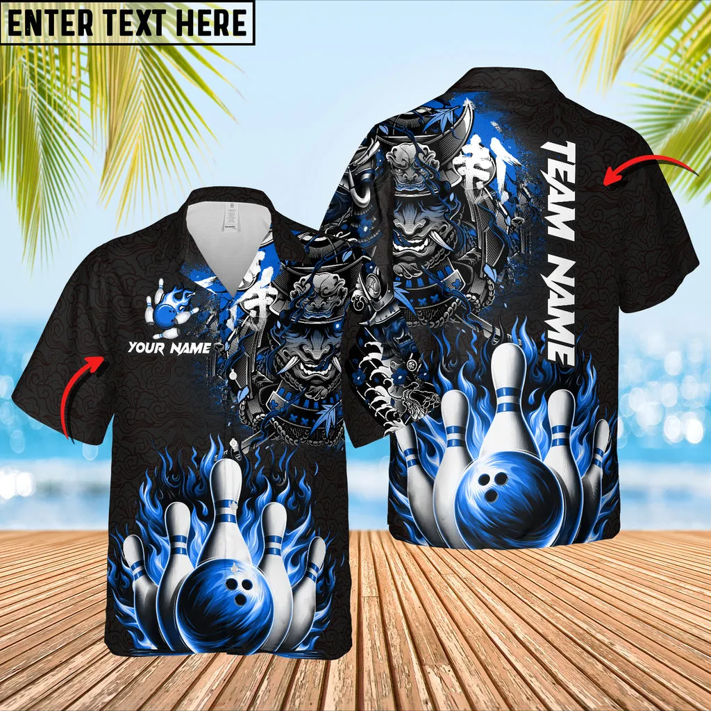 Bowling Samurai Warrior Madness Multicolor Option Customized Name Hawaiian Shirt 6 Colors