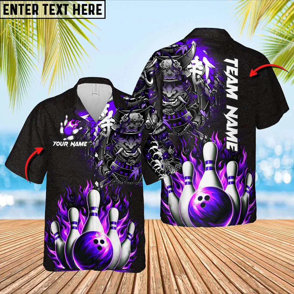 Bowling Samurai Warrior Madness Multicolor Option Customized Name Hawaiian Shirt 6 Colors