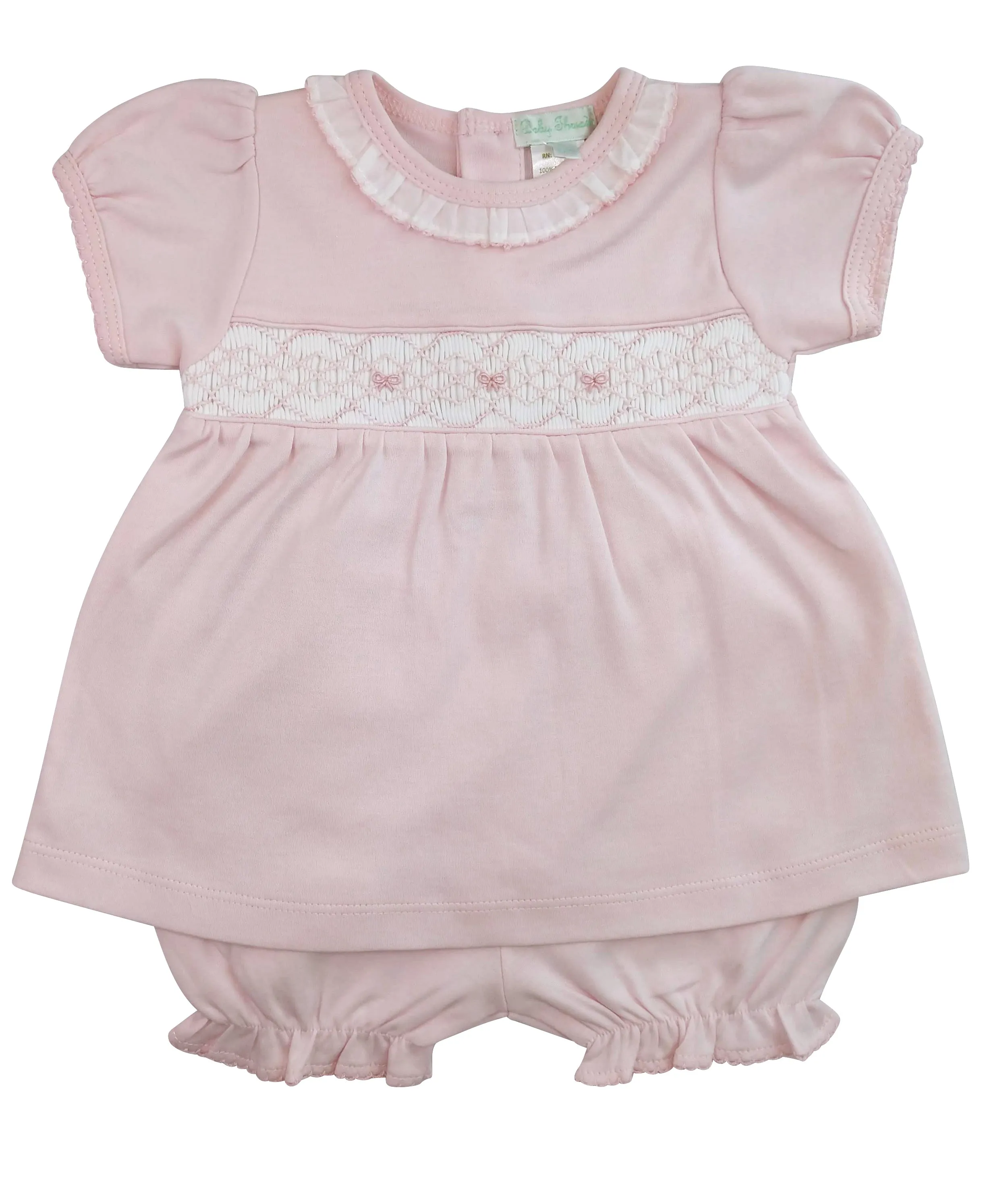 Bows Hand Smocked  Pima Cotton Dress Set