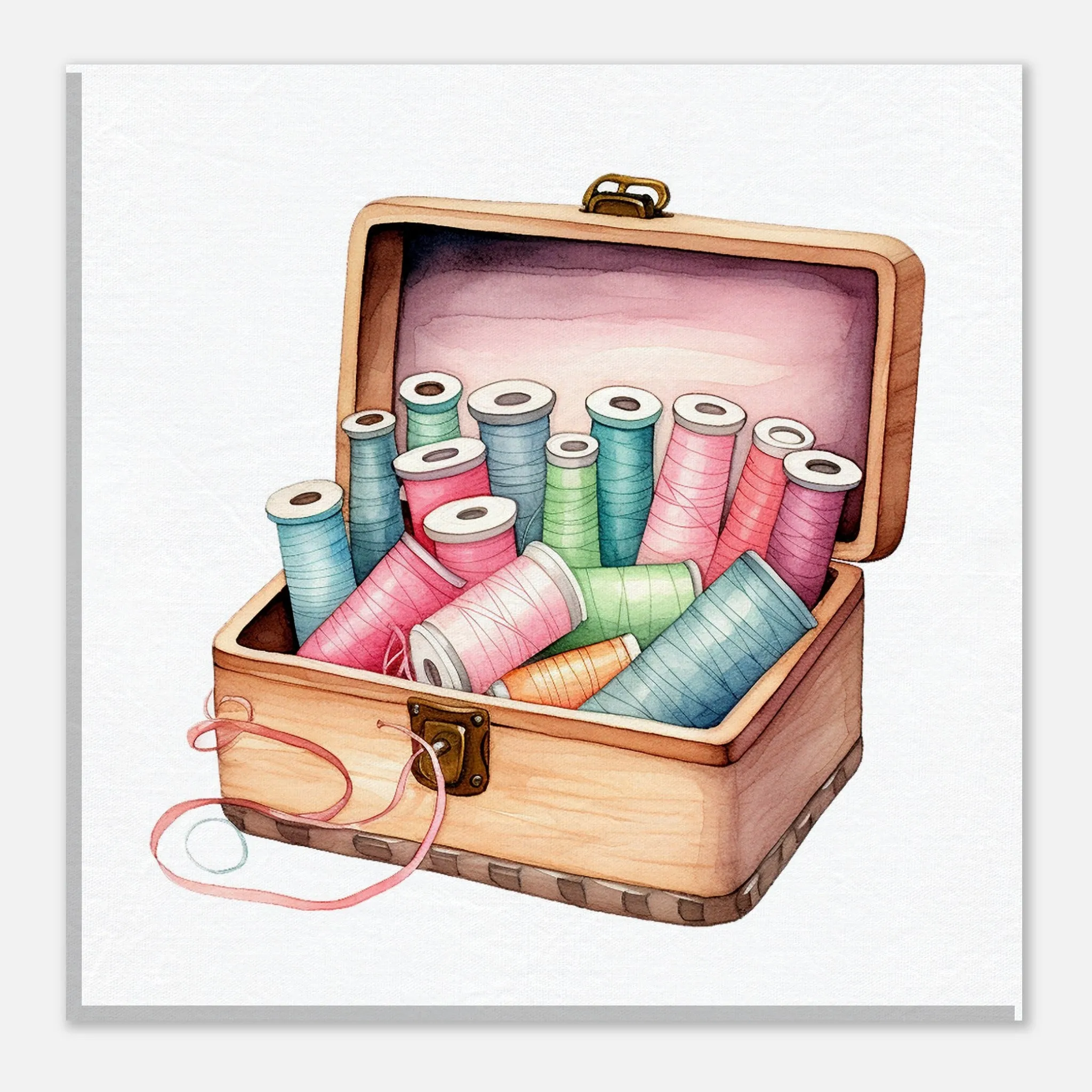 Box of Threads- Shabby Chic Sewing Room Wall Art Canvas