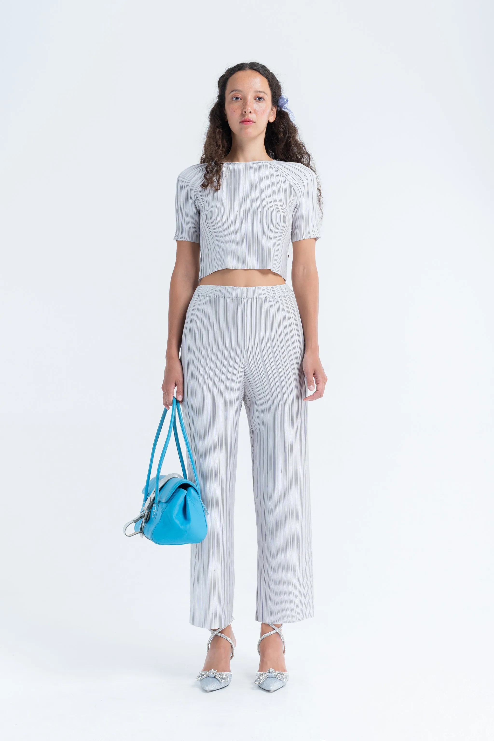 Box Pleat Straight Pant in Platinum