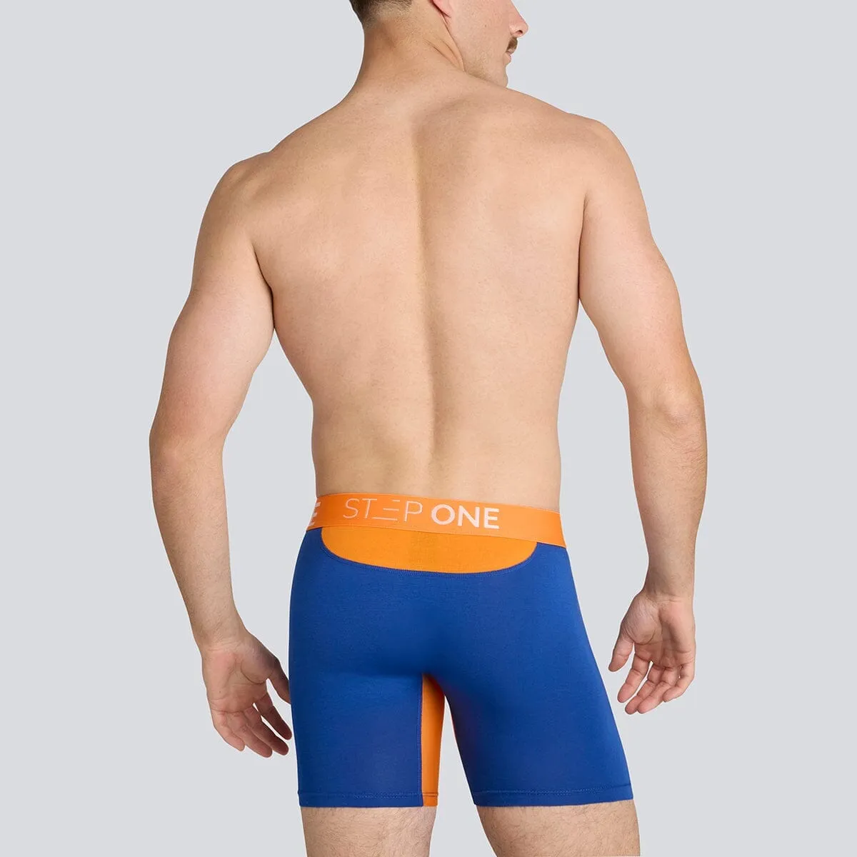 Boxer Brief Fly - Navy & Orange