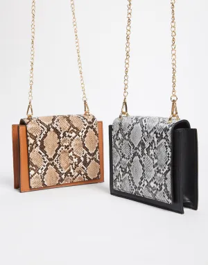 Boxy Snakeskin Shoulder Bag